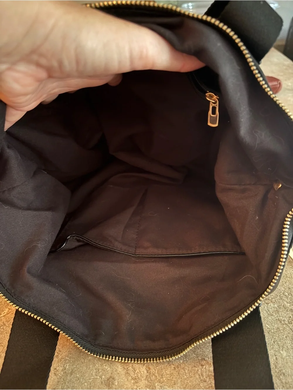 Women’s Black Nylon Multi-Pocket Tote Bag